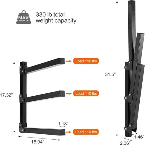 رفوف تنظيم خشبية مثبتة على الحائط من Ultrawall، رفوف معدنية لتخزين الخشب مع 3 مستويات - للاستخدام الداخلي والخارجي، عبوتان in Kuwait