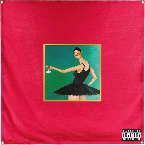 Banger - Kanye West My Beautiful Dark Twisted Fantasy أيقوني راب مغني الراب غلاف الألبوم الفني نسيج العلم راية تحفيزية ملهمة غرفة النوم مضحك مكتب صالة الألعاب الرياضية جدار الكلية تصميم ديكور على a in Kuwait