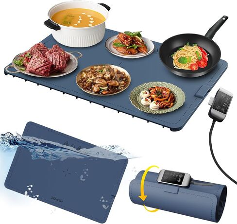 【Upgrade】Electric Warming Tray- Detachable Power Plug For Easier Cleaning- Full Surface Heating- Nano Silicone Material, 3 Temperature Settings- For Buffet, Home Party, Dinner, Compact Food Warmer in Saudi Arabia