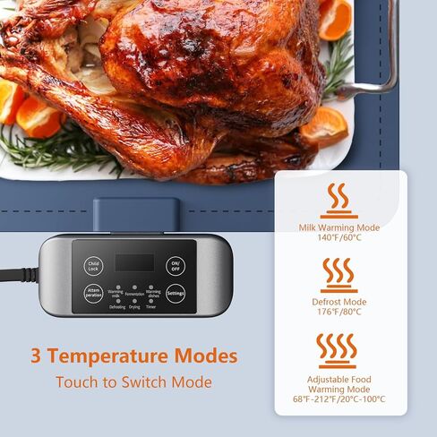 【Upgrade】Electric Warming Tray- Detachable Power Plug For Easier Cleaning- Full Surface Heating- Nano Silicone Material, 3 Temperature Settings- For Buffet, Home Party, Dinner, Compact Food Warmer in Saudi Arabia