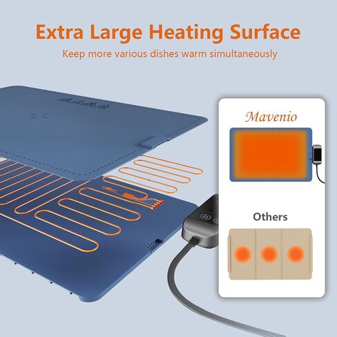 【Upgrade】Electric Warming Tray- Detachable Power Plug For Easier Cleaning- Full Surface Heating- Nano Silicone Material, 3 Temperature Settings- For Buffet, Home Party, Dinner, Compact Food Warmer in Saudi Arabia