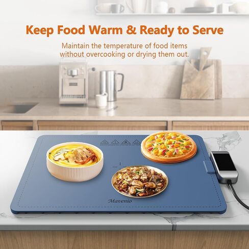 【Upgrade】Electric Warming Tray- Detachable Power Plug For Easier Cleaning- Full Surface Heating- Nano Silicone Material, 3 Temperature Settings- For Buffet, Home Party, Dinner, Compact Food Warmer in Saudi Arabia