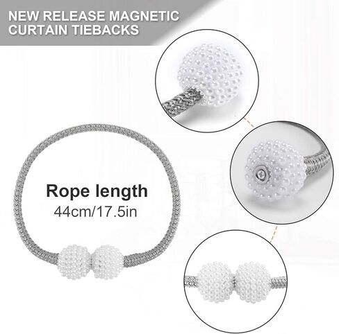 2 Pack Magnetic Curtain Tiebacks Drapery Holdbacks for Curtains, Drapes, Living Room Office Decor, No Tools Required (Grey) (A Beige, 4) in Saudi Arabia