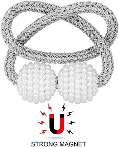 2 Pack Magnetic Curtain Tiebacks Drapery Holdbacks for Curtains, Drapes, Living Room Office Decor, No Tools Required (Grey) (A Beige, 4) in Saudi Arabia