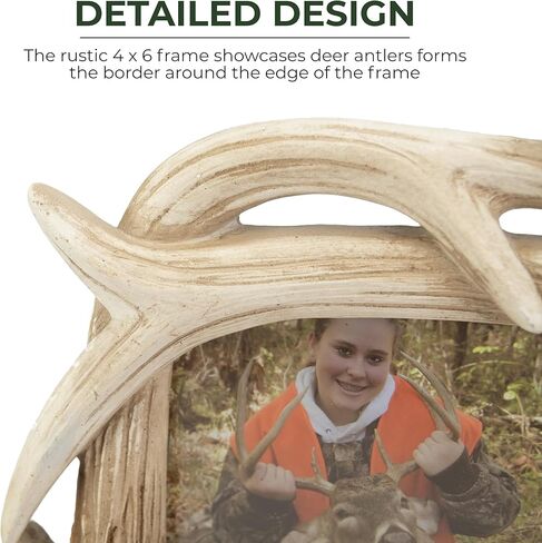 Rivers Edge Products 4x6 Picture Frame, Rustic Poly Resin Photo Frame for Hunting and Outdoors, Wall Hanging or Tabletop, Includes Glass Insert in Kuwait