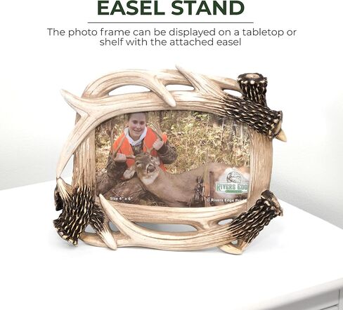 Rivers Edge Products 4x6 Picture Frame, Rustic Poly Resin Photo Frame for Hunting and Outdoors, Wall Hanging or Tabletop, Includes Glass Insert in Kuwait