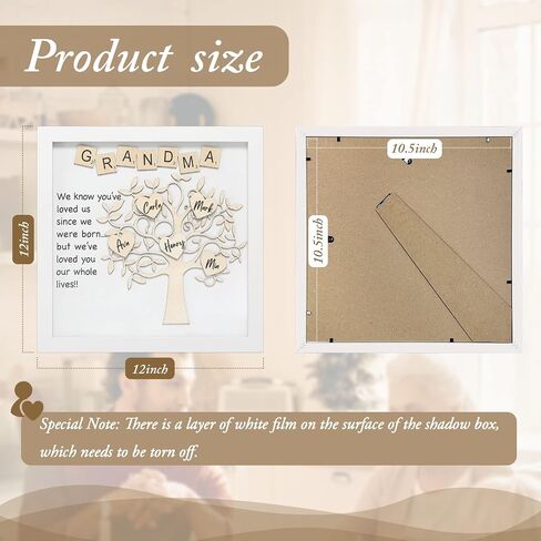 Mothers Day Mom Gift from Grandkids,Personalized Family Tree Frame Gift, 12x12 Shadow Box Grandma Frame in Saudi Arabia