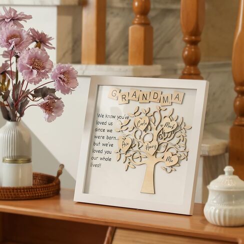 Mothers Day Mom Gift from Grandkids,Personalized Family Tree Frame Gift, 12x12 Shadow Box Grandma Frame in Saudi Arabia
