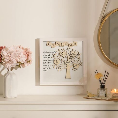 Mothers Day Mom Gift from Grandkids,Personalized Family Tree Frame Gift, 12x12 Shadow Box Grandma Frame in Saudi Arabia