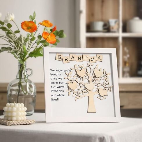 Mothers Day Mom Gift from Grandkids,Personalized Family Tree Frame Gift, 12x12 Shadow Box Grandma Frame in Saudi Arabia