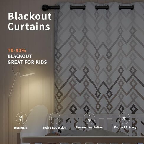 Easy-Going Printed Blackout Curtains for Bedroom, Gradient Line Color Noise Reduction Curtain Drapes, Light Blocking Thermal Insulated Grommet Curtain, 2 Panels, 52 x 63 in, Gray in Saudi Arabia