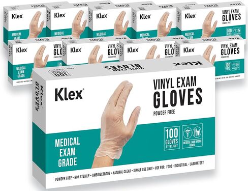قفازات فينيل للاستعمال مرة واحدة من Klex درجة الفحص الطبي، خالية من اللاتكس والبودرة، خالية من البيسفينول A، 100، 1000، S، M، L، XL in Kuwait