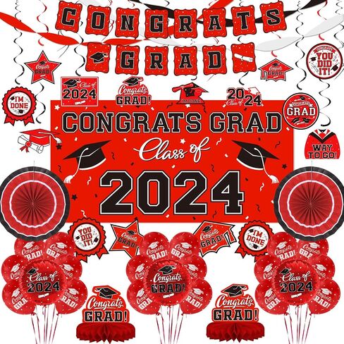 Purple Themed 2024 Graduation Decorations Set - Congrats Grad Banner, Class of 2024 Backdrop, Balloons & Streamers Kit - Complete Party Supplies for High School & College Celebrations in Saudi Arabia