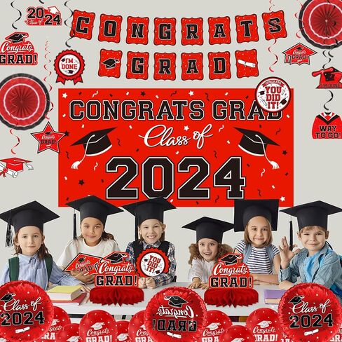 Purple Themed 2024 Graduation Decorations Set - Congrats Grad Banner, Class of 2024 Backdrop, Balloons & Streamers Kit - Complete Party Supplies for High School & College Celebrations in Saudi Arabia