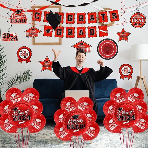 Purple Themed 2024 Graduation Decorations Set - Congrats Grad Banner, Class of 2024 Backdrop, Balloons & Streamers Kit - Complete Party Supplies for High School & College Celebrations in Saudi Arabia