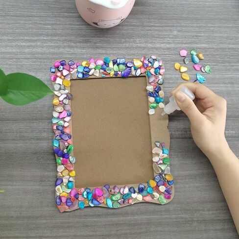 Diy Picture Frame kit Handmade Shell Fragment Decoration Picture Frames Family Valentine's Day Gifts Crafts Photo Frame for Kid, 7inch wooden picture Seashell frames for crafts Birthday Party Gifts in Saudi Arabia