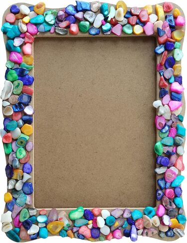 Diy Picture Frame kit Handmade Shell Fragment Decoration Picture Frames Family Valentine's Day Gifts Crafts Photo Frame for Kid, 7inch wooden picture Seashell frames for crafts Birthday Party Gifts in Saudi Arabia