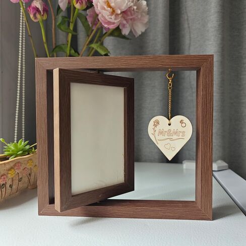 Wedding Gifts For Couples- Mr and Mrs Rotating Floating Picture Frame for 4x6 Pictures, Bridal Shower Gifts for Bride To Be, Wedding Picture Frame Bachelorette Gifts For Bride Engagement Gifts Display Two 4x6 in Saudi Arabia