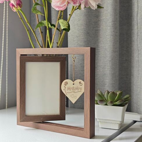 Wedding Gifts For Couples- Mr and Mrs Rotating Floating Picture Frame for 4x6 Pictures, Bridal Shower Gifts for Bride To Be, Wedding Picture Frame Bachelorette Gifts For Bride Engagement Gifts Display Two 4x6 in Saudi Arabia