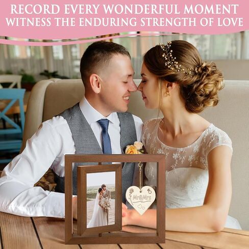 Wedding Gifts For Couples- Mr and Mrs Rotating Floating Picture Frame for 4x6 Pictures, Bridal Shower Gifts for Bride To Be, Wedding Picture Frame Bachelorette Gifts For Bride Engagement Gifts Display Two 4x6 in Saudi Arabia