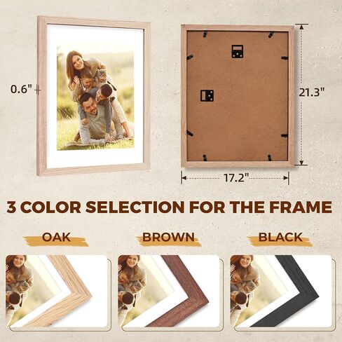 16x20 Oak Picture Frame with Mat for 11x14, Solid Wood Photo Frame for Wall Display, Unqiue Gift for Wedding Birthday Christmas (Oak, 1pc) in Saudi Arabia