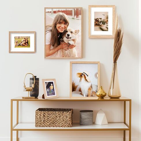 16x20 Oak Picture Frame with Mat for 11x14, Solid Wood Photo Frame for Wall Display, Unqiue Gift for Wedding Birthday Christmas (Oak, 1pc) in Saudi Arabia