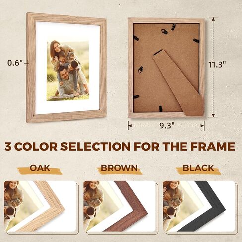 16x20 Oak Picture Frame with Mat for 11x14, Solid Wood Photo Frame for Wall Display, Unqiue Gift for Wedding Birthday Christmas (Oak, 1pc) in Saudi Arabia