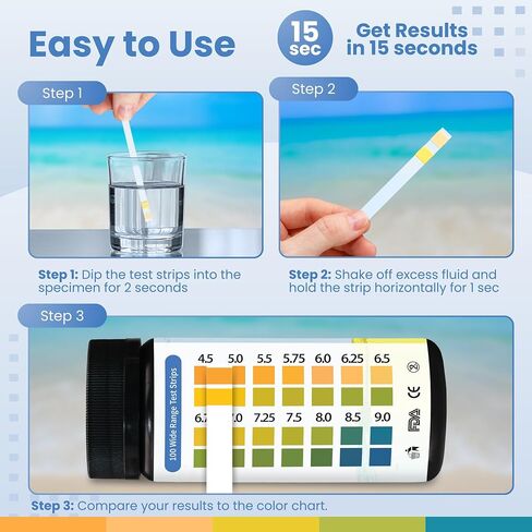 pH Test Strips for Urine & Saliva - 100 Strips, 4.5 to 9.0 ph Paper for Water & Body pH Testing - Acid Alkaline Litmus Paper pH Test Strips for Humans by PUREFIZ in Saudi Arabia