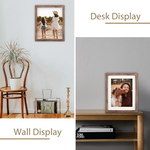 إطارات صور مقاس 8 × 10، صورة عرض من الخشب البني مقاس 6 × 8 مع حصيرة أو 8 × 10 بدون حصيرة، إطار صور متعثر لتزيين الحائط والطاولة، عبوتان in Kuwait