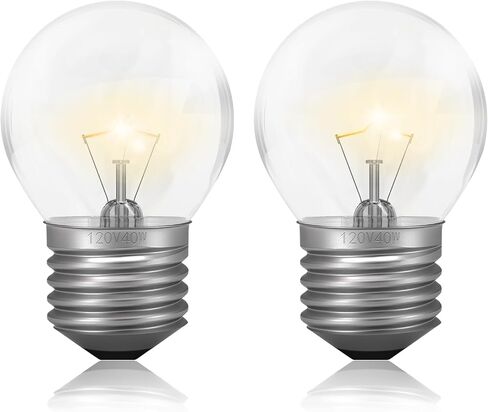 40 Watt Appliance Oven Light Bulb G45,300℃ Hight Temp Light Bulbs Replacement for Oven,Incandescent,Stove, Refrigerator,Microwave,E26 Socket 110V-130V Clear,Dimmable,2 Pack in Saudi Arabia