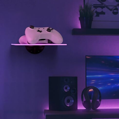 GALVANOX LED Wall Shelf with Built-in Lights, Cordless Illuminated Wall Mounted Floating Display Shelves for Accessories, Cool Color Changing Gamer Modes w/Remote (Clear Acrylic 10.5" x 9.8") in Saudi Arabia