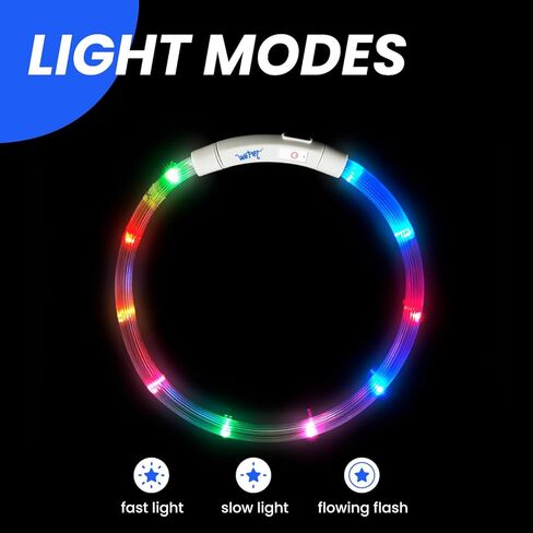 طوق كلب مضيء LED من WePet، قابل لإعادة الشحن عبر USB، قلادة أمان أساسية للمشي ليلاً، ضوء فلاش، متوهج، قابل للقص، قابل للتعديل، مقاس واحد، أخضر in Kuwait