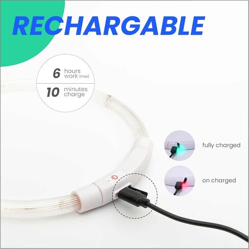 طوق كلب مضيء LED من WePet، قابل لإعادة الشحن عبر USB، قلادة أمان أساسية للمشي ليلاً، ضوء فلاش، متوهج، قابل للقص، قابل للتعديل، مقاس واحد، أخضر in Kuwait