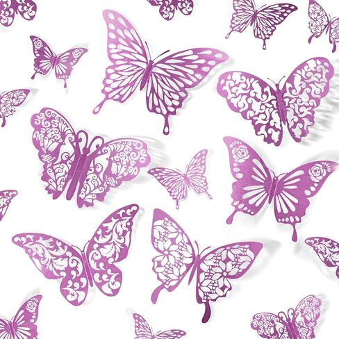 ديكورات الفراشات، 72 قطعة 6 أنماط 3 مقاسات لديكور حائط الفراشة، ديكورات كعكة حفلات الفراشات، ملصقات حائط فراشة ذهبية ثلاثية الأبعاد لديكور الغرفة وأعياد الميلاد (ذهبي) in Kuwait