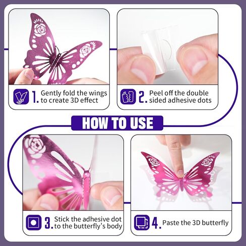 ديكورات الفراشات، 72 قطعة 6 أنماط 3 مقاسات لديكور حائط الفراشة، ديكورات كعكة حفلات الفراشات، ملصقات حائط فراشة ذهبية ثلاثية الأبعاد لديكور الغرفة وأعياد الميلاد (ذهبي) in Kuwait