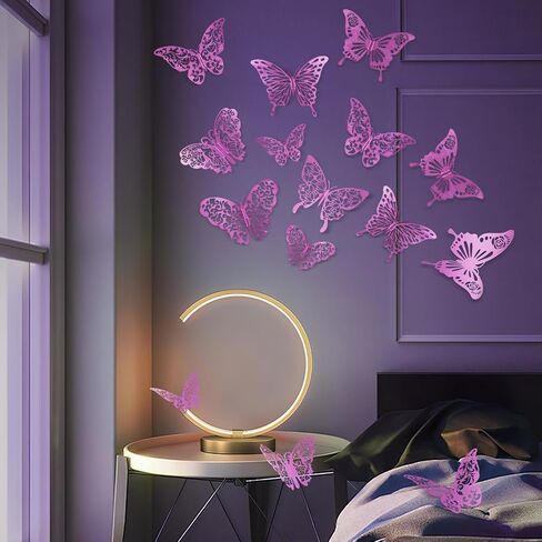 ديكورات الفراشات، 72 قطعة 6 أنماط 3 مقاسات لديكور حائط الفراشة، ديكورات كعكة حفلات الفراشات، ملصقات حائط فراشة ذهبية ثلاثية الأبعاد لديكور الغرفة وأعياد الميلاد (ذهبي) in Kuwait