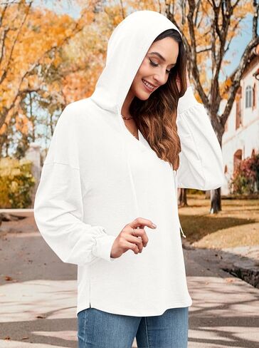 MOLERANI Women Sweatshirt V Neck Lightweight Hoodies Pullover Long Sleeve Drawstring Tops Casual Loose Fashion Clothing in Saudi Arabia