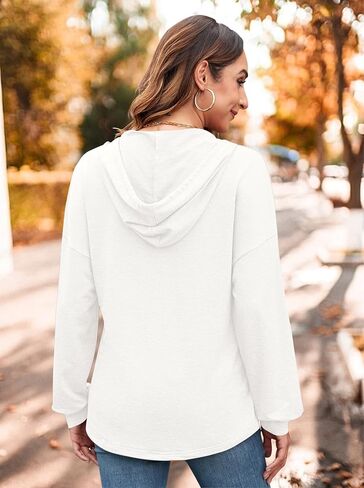 MOLERANI Women Sweatshirt V Neck Lightweight Hoodies Pullover Long Sleeve Drawstring Tops Casual Loose Fashion Clothing in Saudi Arabia