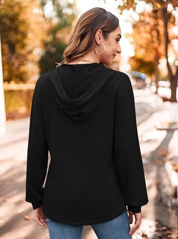 MOLERANI Women Sweatshirt V Neck Lightweight Hoodies Pullover Long Sleeve Drawstring Tops Casual Loose Fashion Clothing in Saudi Arabia