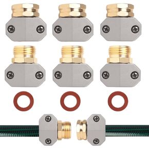 Hose repair kit,（3 Sets）garden hose repair Fittings Aluminum Female and Male With Zinc Clamp Water Hose End Repair Connector Fit 3/4 Inch And 5/8 Inch Garden Hose，garden hose repair kit