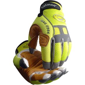Caiman MAG, Multi-Activity Glove with Goat Grain Leather Patch Palm, Hi-Vis AirMesh Back, Pinch'd-Tip Fingers, Neoprene Knuckle, High-Vis Yellow/Gold, Large (2984-5)
