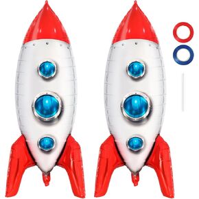 2 Pcs Large Rocket Balloons for Kids,Rocket Ship Balloon,Outer Space Foil Mylar Balloons for Kids Toys Baby Shower Universe Space Theme Birthday Party Decorations