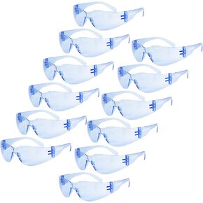 JORESTECH Eyewear Protective Safety Glasses, Polycarbonate Impact Resistant Lens Pack of 12 (Blue)