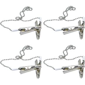 GSHLLO 4 Pcs Metal Bib Clips Holders Napkin Chain Clips Dental Bib Holder Clip Dining Bib Clip Face Mask Chain Clip for Adult Elderly