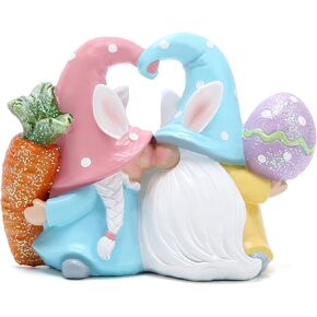Hodao Set of 3 Easter Gnomes Decor Resin Easter Bunny Handmade Spring Easter Elf Gifts for Kids/Women/Men, Easter Gnomes Decorations for The Home Party