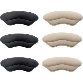 Heel Grips Liner Cushions Inserts for Loose Shoes,6 Pairs Heel Pads Snugs for Shoe Too Big Men Women, Filler Improved Shoe Fit and Comfort, Prevent Heel Slip and Blister (6 Pairs Beige)