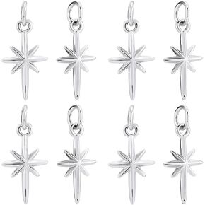 Beebeecraft 12Pcs Gold/Silver North Star Charms Polaris Star Pendants Charms with Jump Rings 10x17mm for DIY Craft Bracelet Necklace Jewelry Making