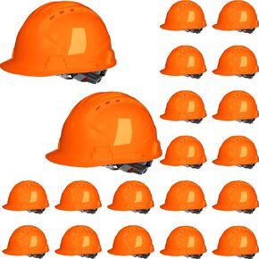 Leumoi 20 Pack 4 Pt. Suspension Hard Hat Bulk Safety Helmets ABS Ratchet Hard Hats Adjustable Construction Hardhats with Vents and Cotton Brow Pad Hard Hats for Men Work Head Protection