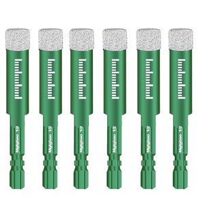 Mgtgbao 10PCS Black 3/8 inch Dry Diamond Drill Bits Set, 10mm Ceramic Drill bit Core Drill bit for Granite Marble Tile Ceramic Stone Glass Diamond Hole Saw Kit.