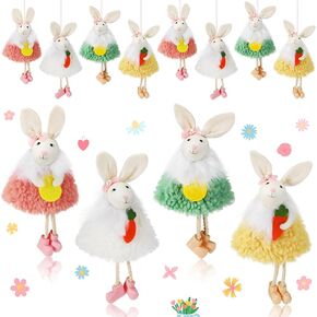 Patelai Easter Bunny Hanging Ornaments Spring Tree Hanging Bunny Ornaments Fabric Bunny Doll Ornament Handmade Bunny Bee Doll Hanging Gift for Home Easter Tree Party Decor(4 Pieces, Bunny)